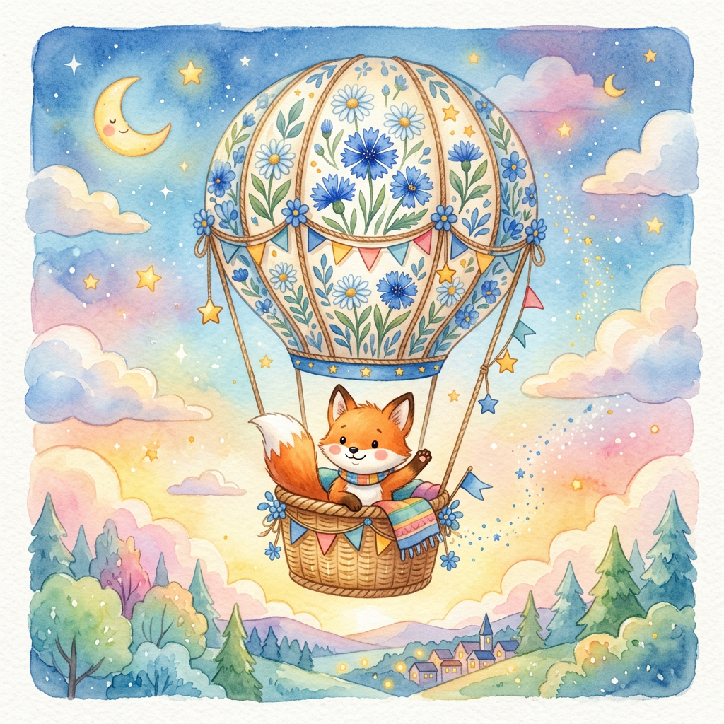 Ville Vitnos och den Blåblommiga Ballongresan